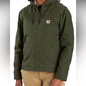 Women’s Carhartt Jacket 3X Washed Duck lined‎ Sherpa Army Green 3 warmest NWT